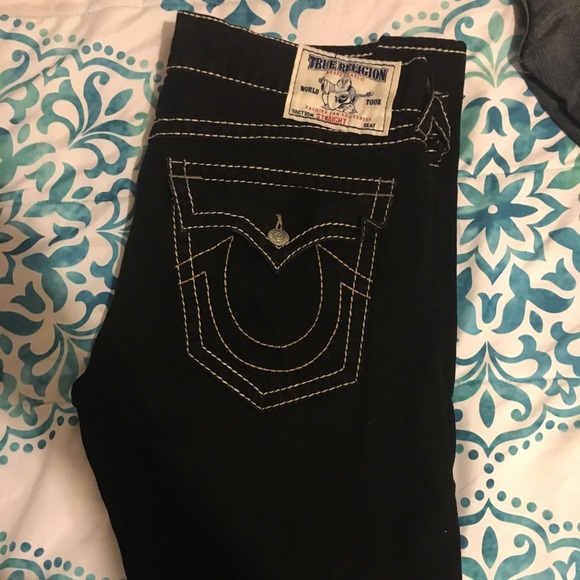 black jeans with white lining